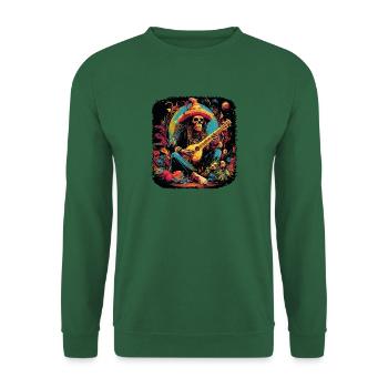 Bunter Skelett Gitarrist In Mexikanischem Stil - Unisex Pullover - Grün - Vorne
