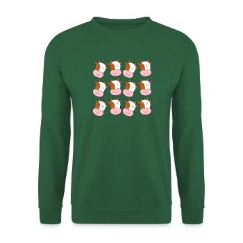 Cartoon-Kuhkopf - Unisex Pullover - Grün - Vorne