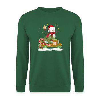 Schneemann  Weihnachtsmann - Unisex Pullover - Grün - Vorne