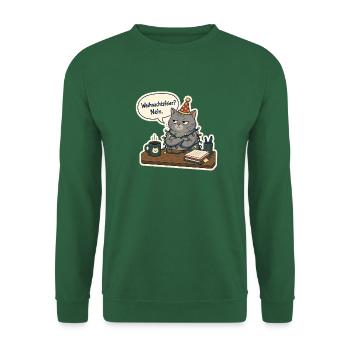 Weihnachtsfeier? Nein. – Grumpy Bürokatze - Unisex Pullover - Grün - Vorne
