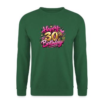Herzlichen Glückwunsch zum 30. Geburtstag Pink Graffiti: Queen Era Geschenk - Unisex Pullover - Grün - Vorne