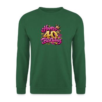 Herzlichen Glückwunsch zum 40. Geburtstag Pink Graffiti: Fab & Fierce! - Unisex Pullover - Grün - Vorne