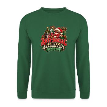 Asoziales, aber saisonal festliches Rentier - Unisex Pullover - Grün - Vorne