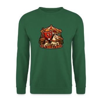 Glühwein Tasse Karussell Pferd Retro Comic T-Shirt - Unisex Pullover - Grün - Vorne