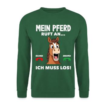 Lustiges Pferdemädchen & Reiter Spruch Geschenke - Unisex Pullover - Grün - Vorne