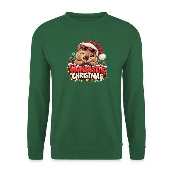Wombastik Christmas Wombat mit Sonnenbrille - Unisex Pullover - Grün - Vorne