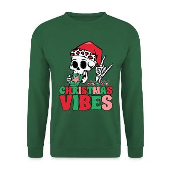 Weihnachtsstimmung Skelett Weihnachtsmannmütze - Unisex Pullover - Grün - Vorne