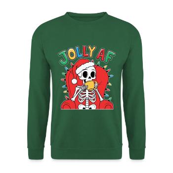 Jolly Af Skelett Mit Weihnachtsmütze - Unisex Pullover - Grün - Vorne