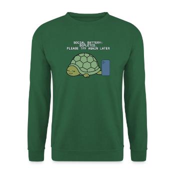 Soziale Batterie erschöpfte introvertierte Schildkröte - Unisex Pullover - Grün - Vorne