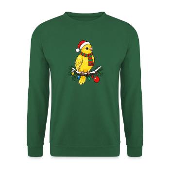  Gelber Kanarienvogel Mit Weihnachtsmütze - Unisex Pullover - Grün - Vorne