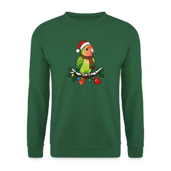 Lovebird Papagei Weihnachtsmütze - Unisex Pullover - Grün - Vorne