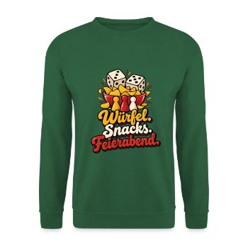 Spieleabend Shirt Spruch Würfel Snacks Feierabend - Unisex Pullover - Grün - Vorne