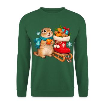 Kleines Ziesel am Nikolausstiefel Schlitten - Unisex Pullover - Grün - Vorne