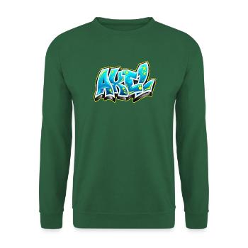 AKEL in 3D-türkisfarbenem Graffiti! Name, der großartig ist - Unisex Pullover - Grün - Vorne