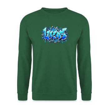 LUCAS in glänzendem Chrom! Legendärer Graffiti-Name - Unisex Pullover - Grün - Vorne