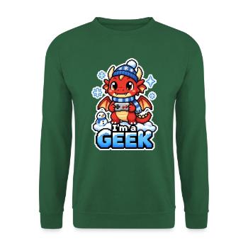 ICH BIN EIN NERD – Winterroter Drache - Unisex Pullover - Grün - Vorne