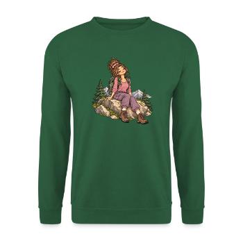 Wanderin am Bergpfad - Unisex Pullover - Grün - Vorne