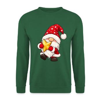 Weihnachtsgnom mit goldenem Stern zum Umarmen - Unisex Pullover - Grün - Vorne
