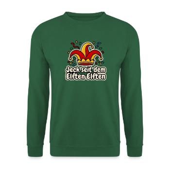Jeck seit dem Elften Elften Narrenkappe Karneval - Unisex Pullover - Grün - Vorne