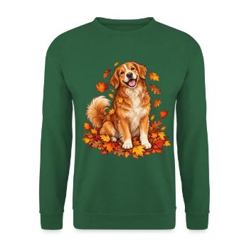 Herbsthund mit Blattkranz - Unisex Pullover - Grün - Vorne