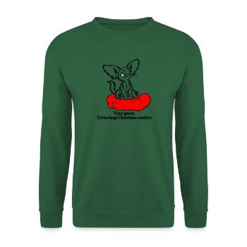 Winziger Chihuahua findet gemütlichen Weihnachtskomfort - Unisex Pullover - Grün - Vorne