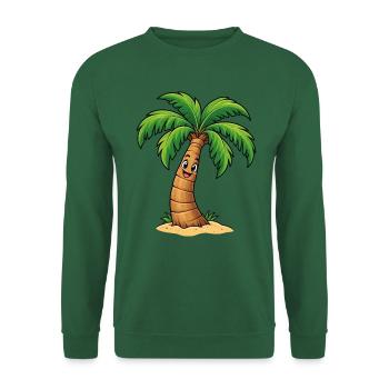 Lachende Palme – Lustiges Sommer Comic Motiv - Unisex Pullover - Grün - Vorne