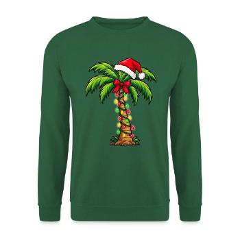 Lustige Weihnachtspalme mit Nikolausmütze - Unisex Pullover - Grün - Vorne