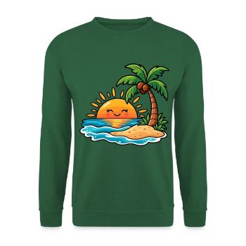 Tropischer Sonnenuntergang mit Palme - Unisex Pullover - Grün - Vorne