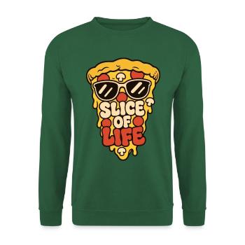 Pizza mit Sonnenbrille – Slice of Life - Unisex Pullover - Grün - Vorne
