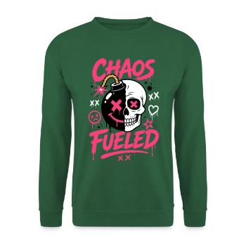 Totenkopf mit Comicbombe – Chaos Fueled - Unisex Pullover - Grün - Vorne