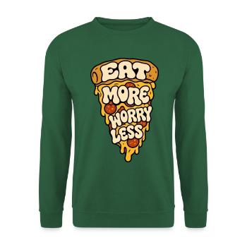 Pizza – Eat More Worry Less - Unisex Pullover - Grün - Vorne