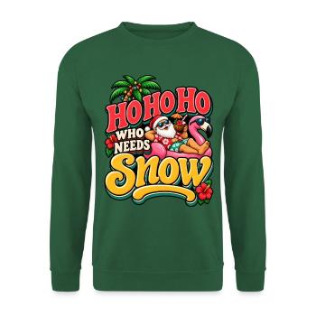 Tropisches Weihnachten mit Santa Flamingo - Unisex Pullover - Grün - Vorne