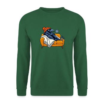 Rabe auf Cozy Couch - Unisex Pullover - Grün - Vorne