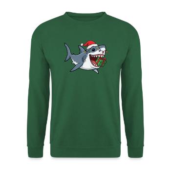 Weihnachtshai mit Lichterkette Hai Fisch Christmas - Unisex Pullover - Grün - Vorne