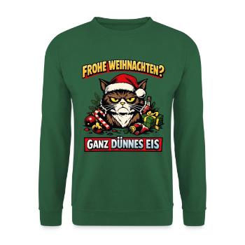 Frohe Weihnachten Ganz Dünnes Eis Weihnachtspulli - Unisex Pullover - Grün - Vorne