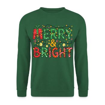 Fröhliche und helle Weihnachtsbeleuchtung - Unisex Pullover - Grün - Vorne