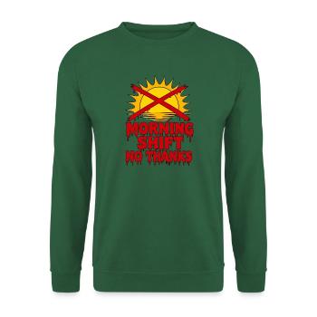 Morning Shift No Thanks Typografie Pflege RN - Unisex Pullover - Grün - Vorne