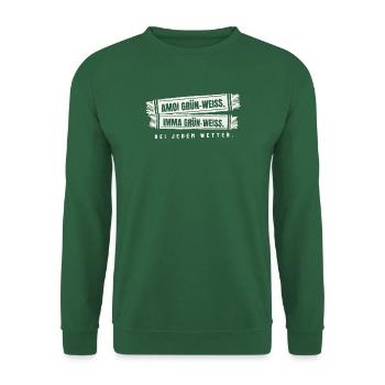 Amoi Grün-Weiß, imma Grün-Weiß – Fanschal-Look - Unisex Pullover - Grün - Vorne