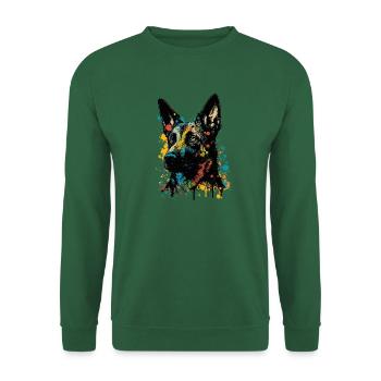 Belgischer Malinois Schäferhund Bunt Pop Art Hund - Unisex Pullover - Grün - Vorne