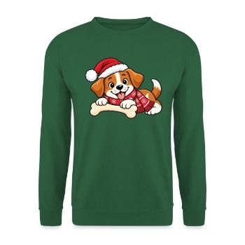 Süßer Weihnachtshund - Unisex Pullover - Grün - Vorne