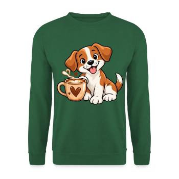 Dogs & Coffee - Unisex Pullover - Grün - Vorne