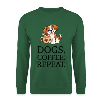 Dogs Coffee Repeat - Unisex Pullover - Grün - Vorne
