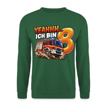 Feuerwehr zum 8. Geburtstag – Yeahhh ich bin 8 - Unisex Pullover - Grün - Vorne