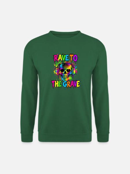 Rave Skull Neon-Kopfhörer - Unisex Pullover - Grün