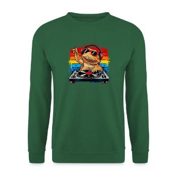 Bearded Dragon DJ Rainbow Vibes - Unisex Pullover - Grün - Vorne