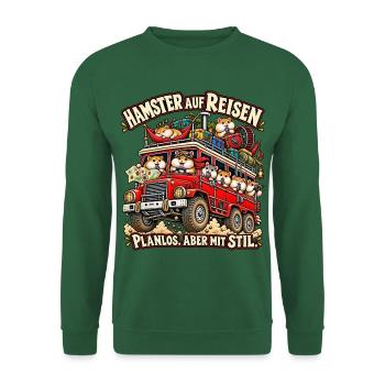 Hamsterreise mit Stil - Unisex Pullover - Grün - Vorne