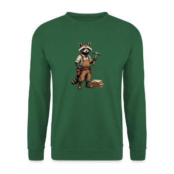 Waschbär-Schreiner an der Hobelbank – ohne Text - Unisex Pullover - Grün - Vorne