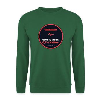 99,9 % Wach. 0,1 % Kaffee. Admin Shirt - Unisex Pullover - Grün - Vorne
