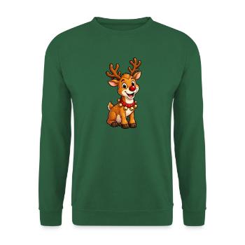 Niedliches Rentier mit Glöckchen - Unisex Pullover - Grün - Vorne