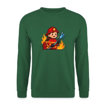 Feuerwehrmädchen mit Helm - Unisex Pullover - Grün - Vorne